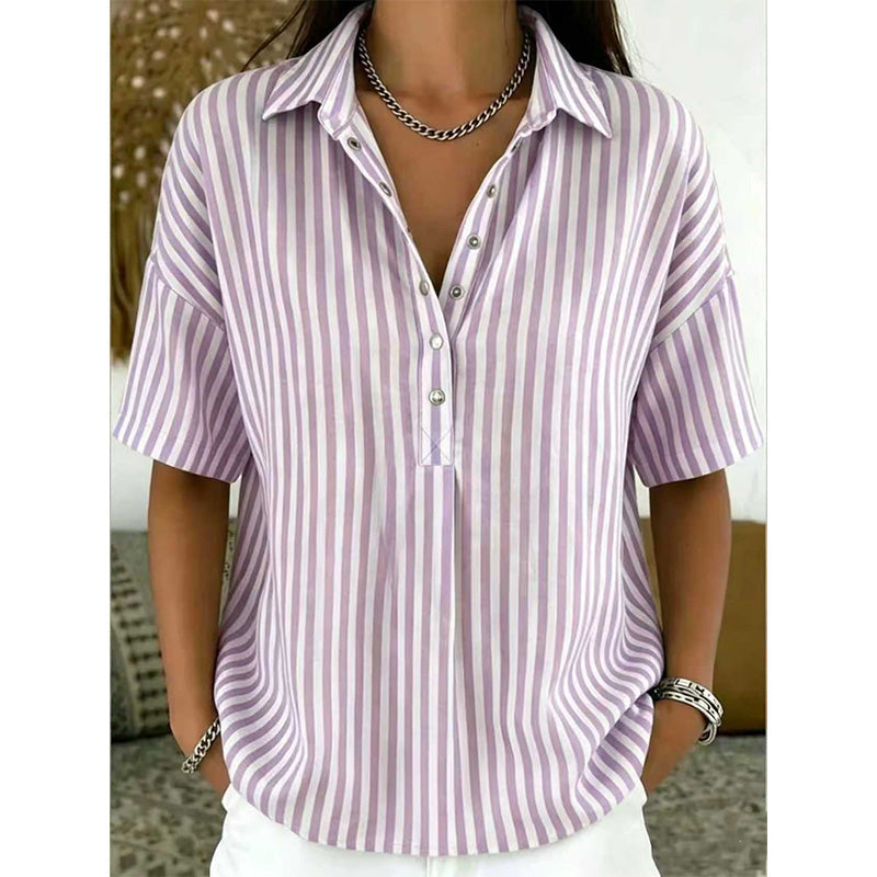 ⏳Limited-time 50% off⏰Women's Casual Striped Short-Sleeve Shirt👔👚