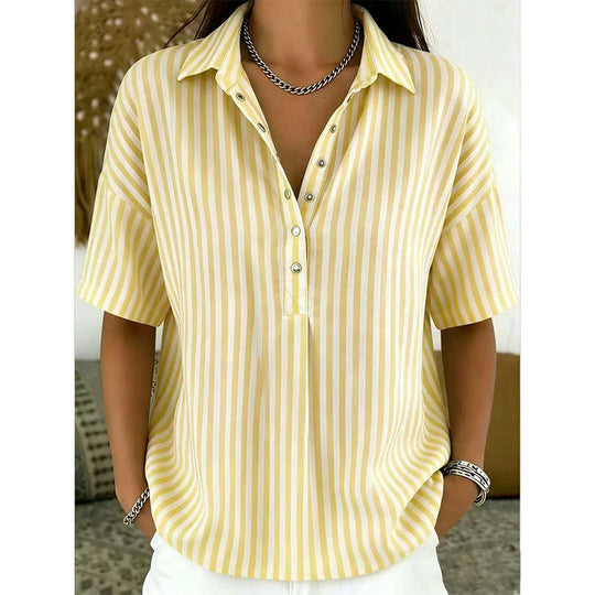 ⏳Limited-time 50% off⏰Women's Casual Striped Short-Sleeve Shirt👔👚