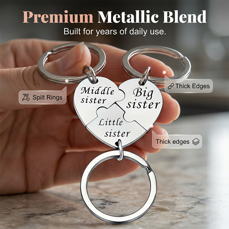 3-Piece Interlocking Key ring Sets ❤️For every trio of sisters — one split heart, one forever bond