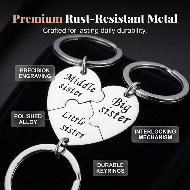 3-Piece Interlocking Key ring Sets ❤️For every trio of sisters — one split heart, one forever bond
