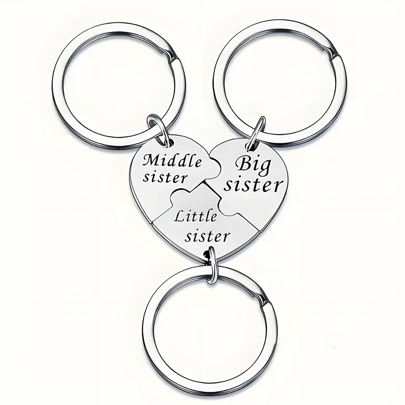 3-Piece Interlocking Key ring Sets ❤️For every trio of sisters — one split heart, one forever bond