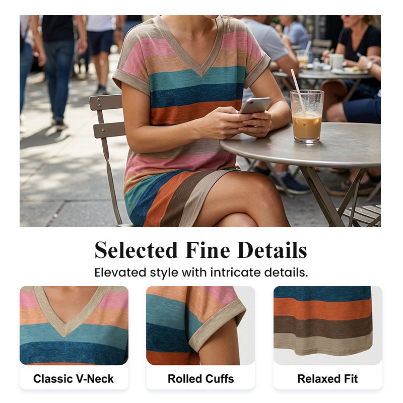 🌈Women's Summer Casual V-Neck T-Shirt Dress💃