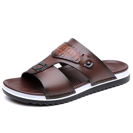 📢📢50% OFF !! ⏰Men's Faux Leather Slip-On Sandals