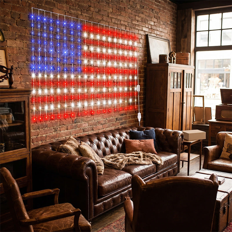❤️LIMITED-TIME 30% OFF! ✨ Patriotic Flag Net Lights – USB, Waterproof, 50,000-Hour ✨