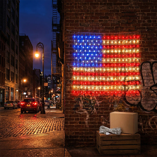 ❤️LIMITED-TIME 30% OFF! ✨ Patriotic Flag Net Lights – USB, Waterproof, 50,000-Hour ✨