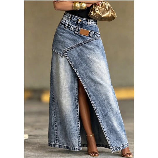 ⌛Limited-time offer-Women's Layered Waist Denim Maxi Skirt