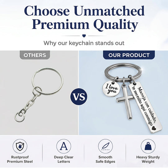 🎁2026 New Arrivals 50% OFF💥Stainless Steel Cross Keychain – ‘Drive Safe’ Blessing❤️🙏