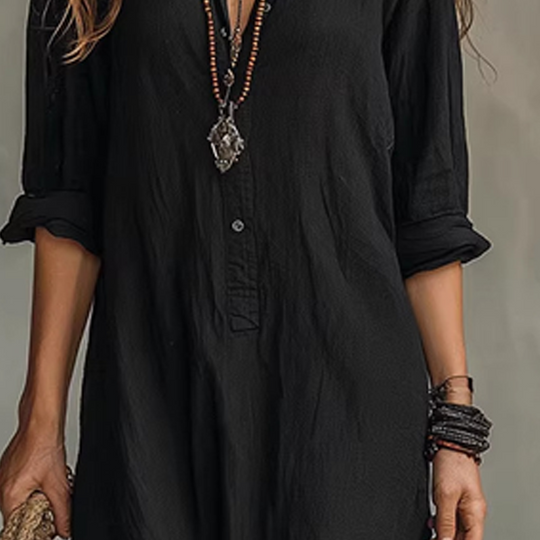 👗 LIMITED-TIME 50% OFF! 💥 Casual Loose Fit Maxi Dress with Front Slit – Collar Detail, Roll-Tab Sleeves, Earthy Tones ✨𝘉𝘶𝘺 𝘢𝘯𝘺 2 𝘢𝘯𝘥 𝘨𝘦𝘵 𝘢𝘯 𝘦𝘹𝘵𝘳𝘢 8% 𝘥𝘪𝘴𝘤𝘰𝘶𝘯𝘵