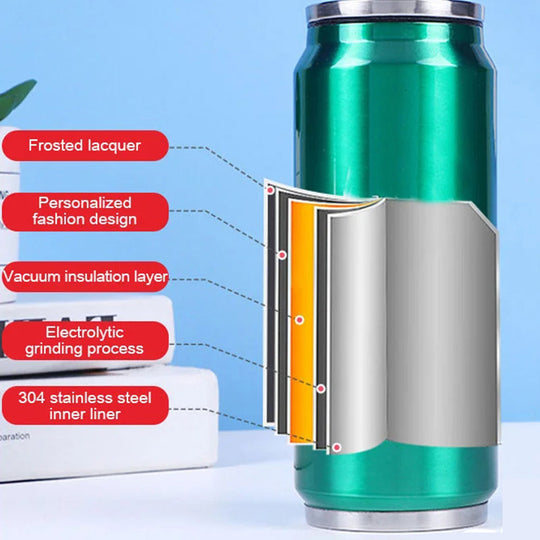 🔥SUMMER HOT SALE £9.99!!💥50K+ SOLD!🥤Double-Layer Stainless Steel Cola Can-Shaped Insulated Cup
