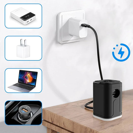 ⏳Time-Limited Special⏰Rechargeable Camping Air Pump – LED light & fast inflation – Compact & portable – perfect for airbeds, pools or tires 🔋✨