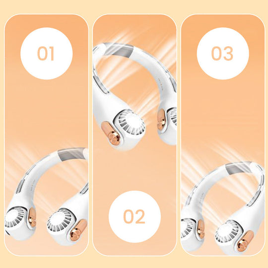 📢📢50% OFF !! ⏰360° Rotating Neck Fan, Ultra Quiet 3 Speeds, Long Battery Hands-Free Summer Cooler 😎🌬️