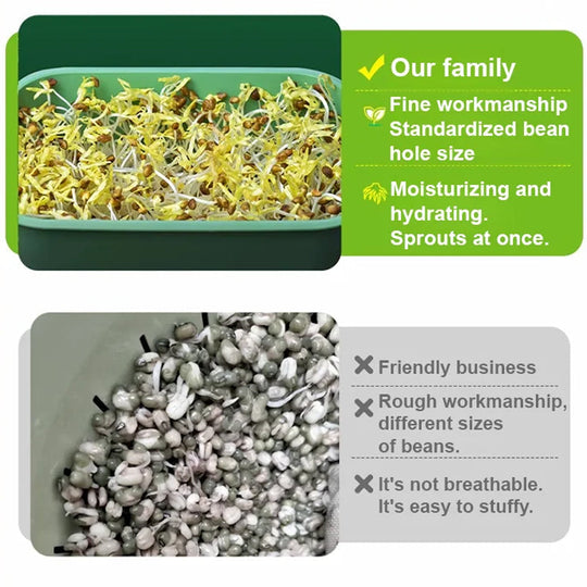 🌱 Stackable Bean Sprout Grower Box with Lid — Soilless Seed Sprouter Tray for Healthy Homegrown Sprouts