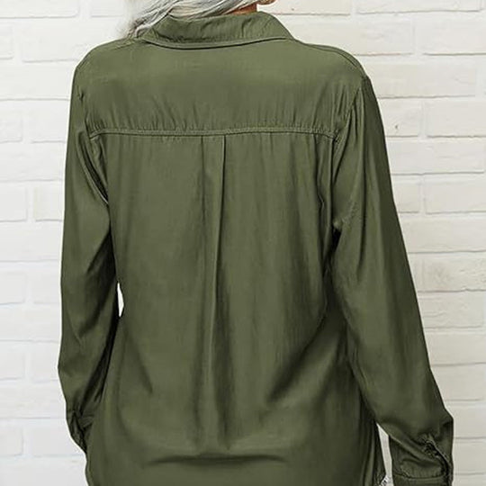 ⏳Time-Limited Special⏰Women's Solid Lapel Long Sleeves Button-Down Shirt👔