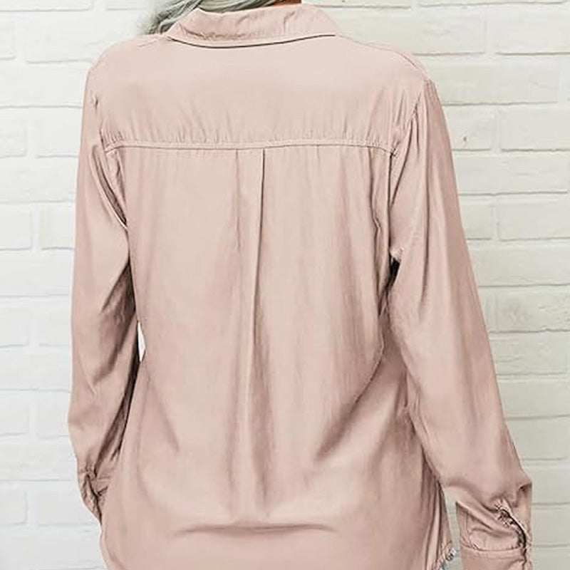 ⏳Time-Limited Special⏰Women's Solid Lapel Long Sleeves Button-Down Shirt👔