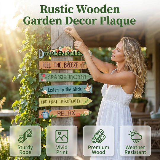 ⏳Limited-time 30% off⏰Rustic Wooden Garden Hanging Sign Wall Decor Plaque🏡🪧2