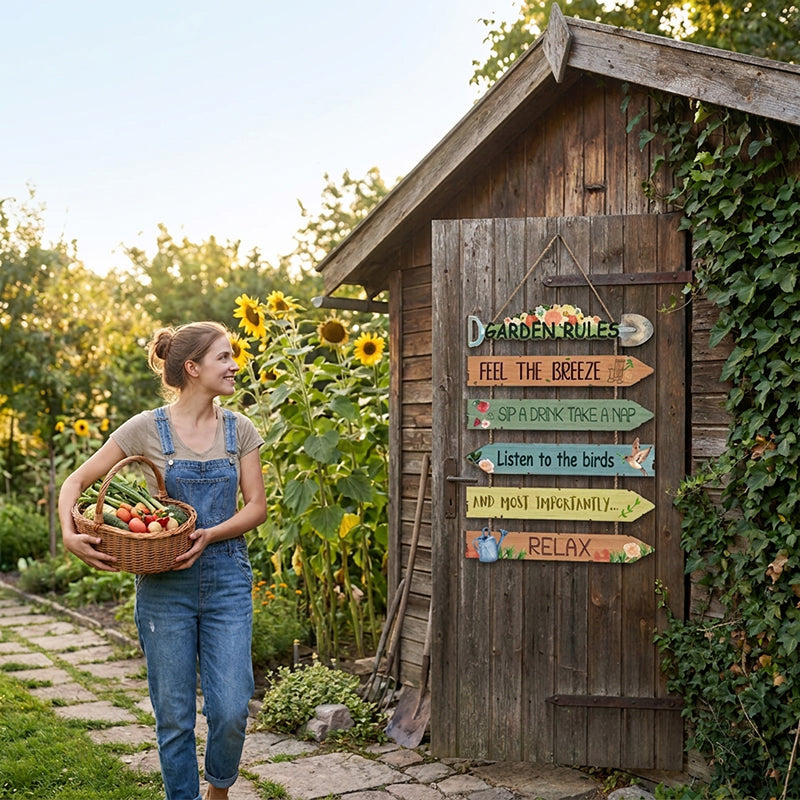 ⏳Limited-time 30% off⏰Rustic Wooden Garden Hanging Sign Wall Decor Plaque🏡🪧2