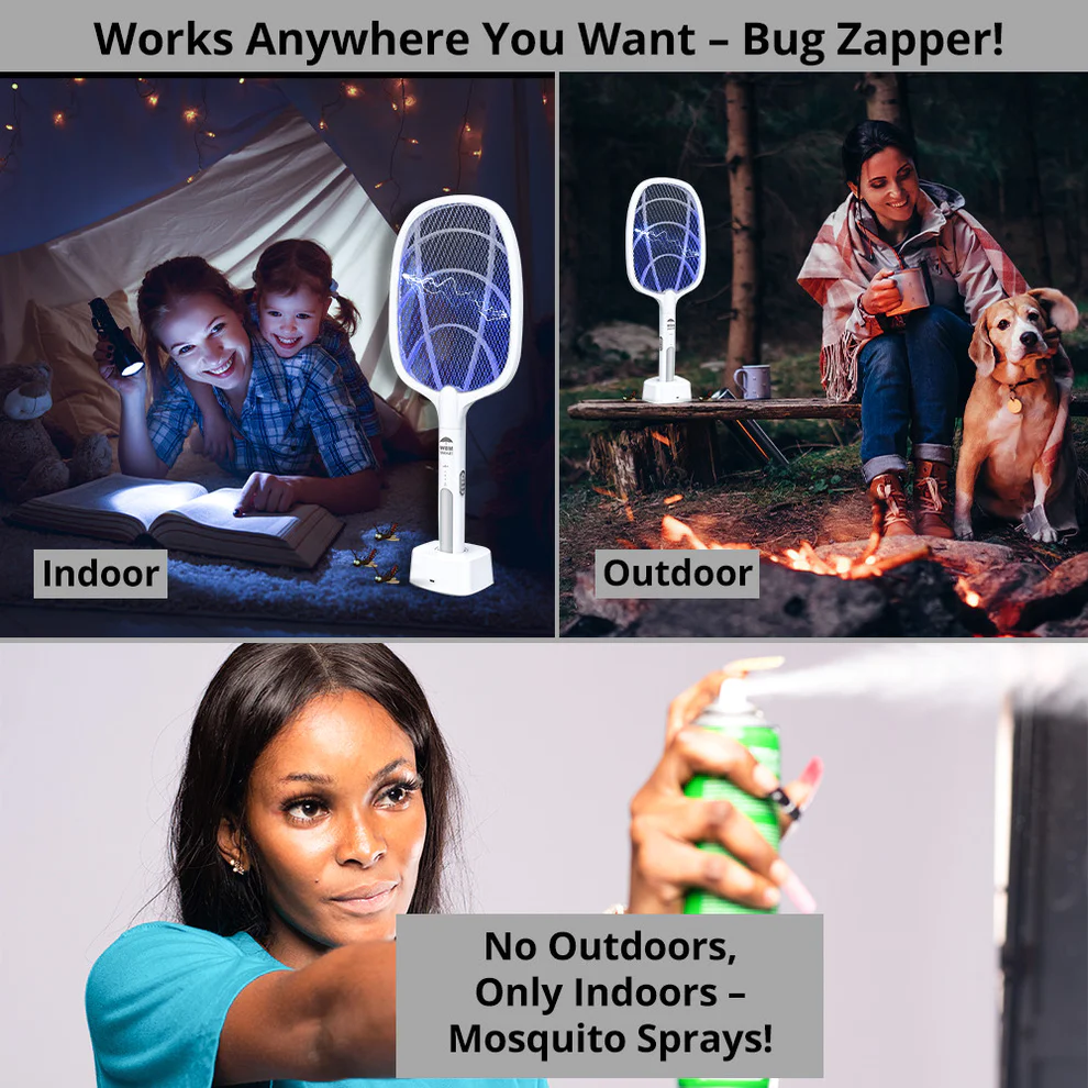 2-in-1 Mosquito Swatter - No chemicals & smart enough to work hands‑free.