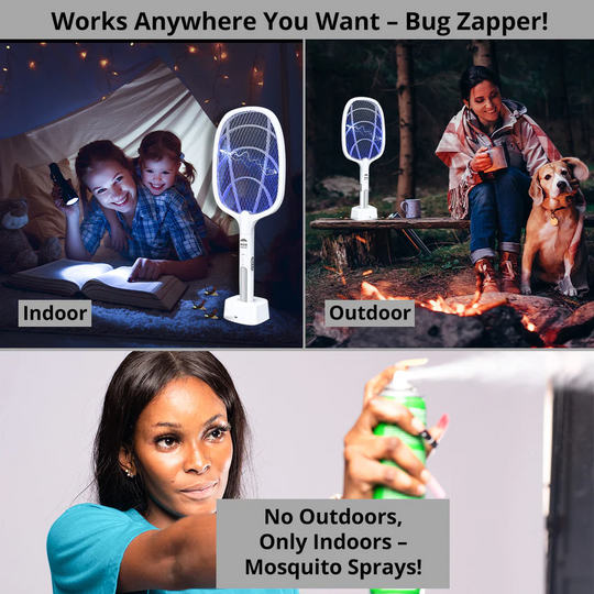 2-in-1 Mosquito Swatter - No chemicals & smart enough to work hands‑free.