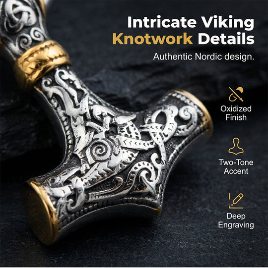 ⚡ 50% OFF NOW! 🔨 Viking Thor Hammer Pendant Necklace – Stainless steel with Byzantine chain – Bold & durable – perfect for daily wear or gifting ✨💪