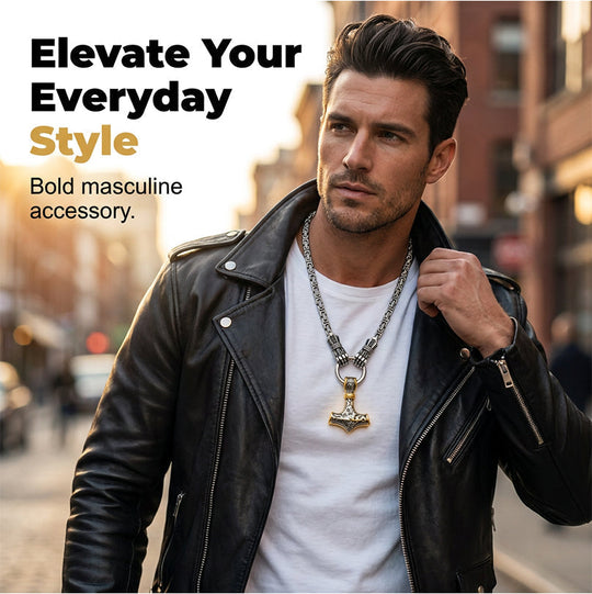 ⚡ 50% OFF NOW! 🔨 Viking Thor Hammer Pendant Necklace – Stainless steel with Byzantine chain – Bold & durable – perfect for daily wear or gifting ✨💪