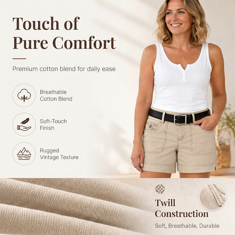 🩳🌼 Women’s Stretch Pocket Shorts – Comfortable Mid-Rise Design, Durable Stitching & Casual-Chic Appeal ✨