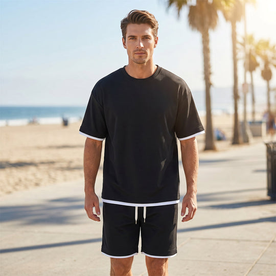 🎉 LIMITED TIME 66% OFF! 👕 Men's Waffle Knit T-Shirt & Shorts Set – Cooling Sensation Fabric & Relaxed Fit Design 💙