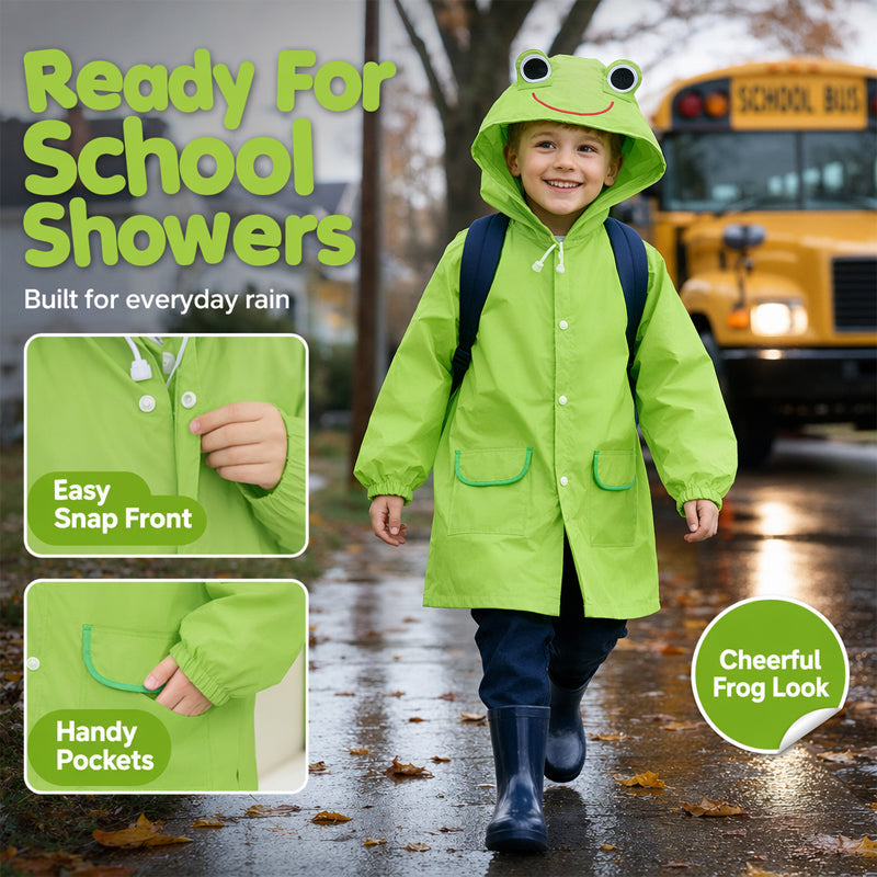 🐸 50% OFF! Kids Frog-Style Rain Poncho ☔– Waterproof, Lightweight & Backpack-Friendly