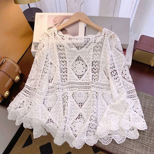 ⏰2026 SUMMER HOT SALE – 50% OFF! 🔥 👚Women's Vintage-Inspired Lace Cover-Up Blouse – Delicate Lace, Flowy Fit & Perfect for Layering or a Romantic Look ✨