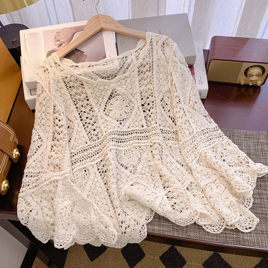 ⏰2026 SUMMER HOT SALE – 50% OFF! 🔥 👚Women's Vintage-Inspired Lace Cover-Up Blouse – Delicate Lace, Flowy Fit & Perfect for Layering or a Romantic Look ✨