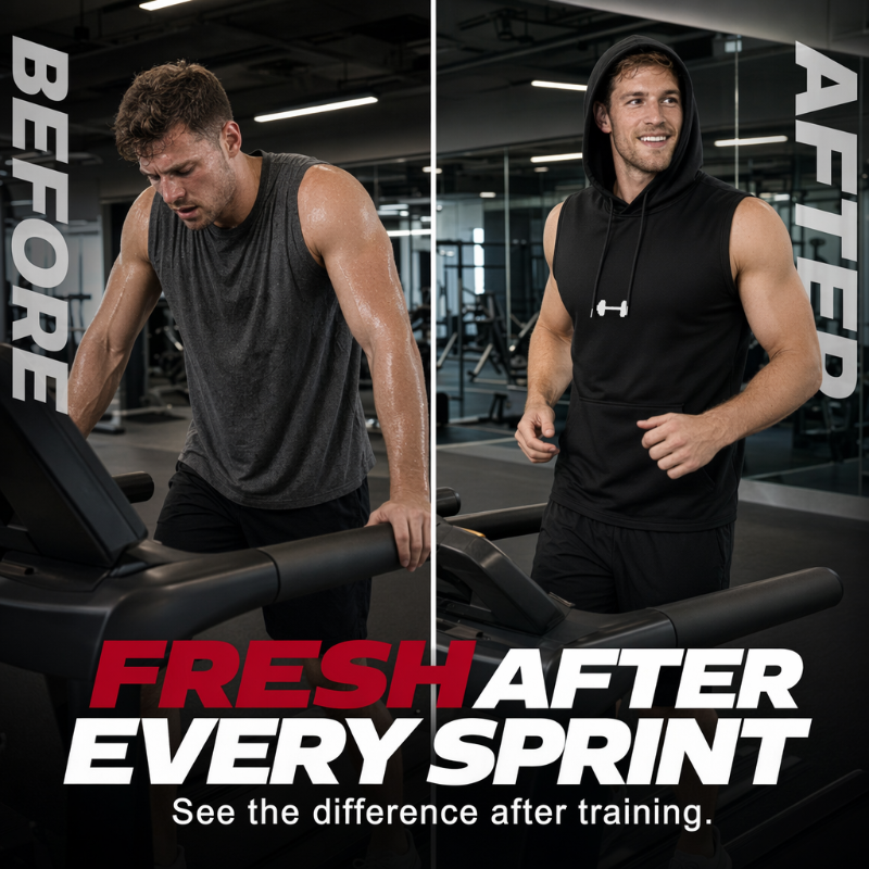 🏋️ Men's Athletic Sleeveless Hoodie Vest | Breathable, Muscle-Cut & Perfect for Gym, Running & Outdoor Training