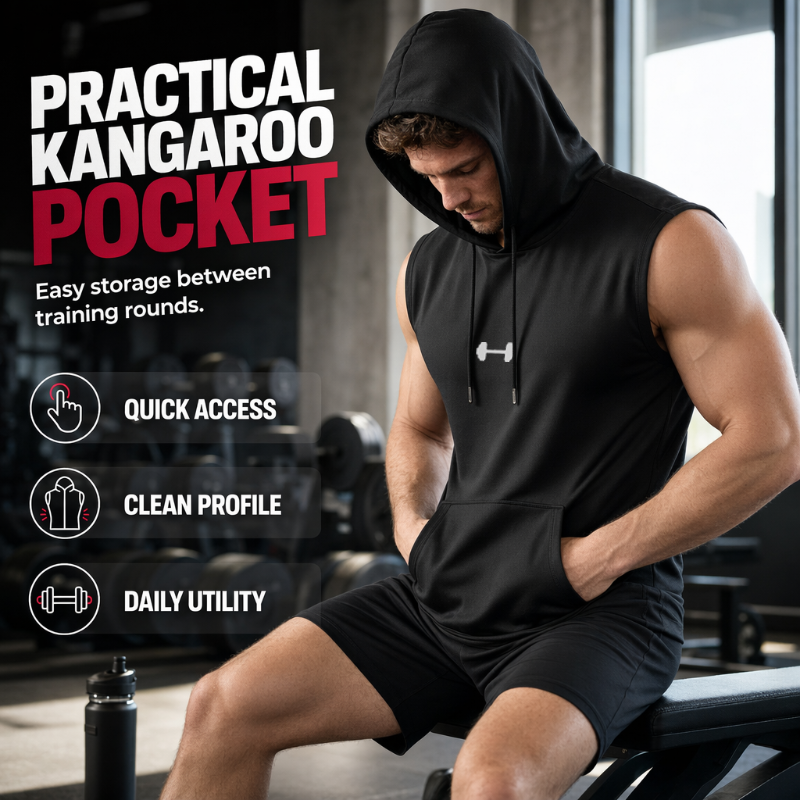 🏋️ Men's Athletic Sleeveless Hoodie Vest | Breathable, Muscle-Cut & Perfect for Gym, Running & Outdoor Training