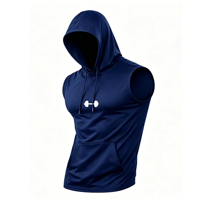 🏋️ Men's Athletic Sleeveless Hoodie Vest | Breathable, Muscle-Cut & Perfect for Gym, Running & Outdoor Training