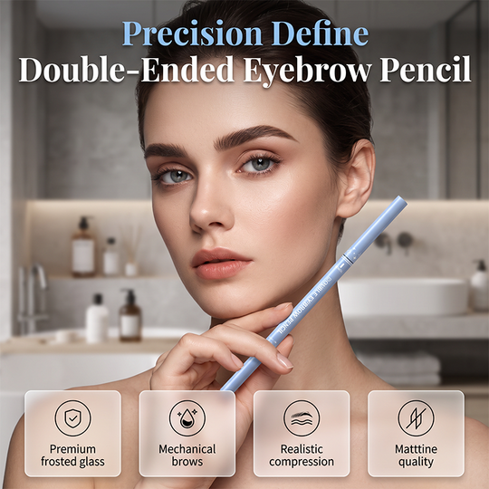 🔥Buy 1 Get 1 Free!!🔥 	 💥Amazing discount！👱‍♀️One-stroke design, reveal your natural beauty！Double-Ended Waterproof Angled Eyebrow Pencil