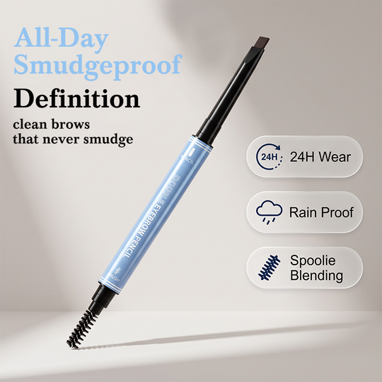 🔥Buy 1 Get 1 Free!!🔥 	 💥Amazing discount！👱‍♀️One-stroke design, reveal your natural beauty！Double-Ended Waterproof Angled Eyebrow Pencil