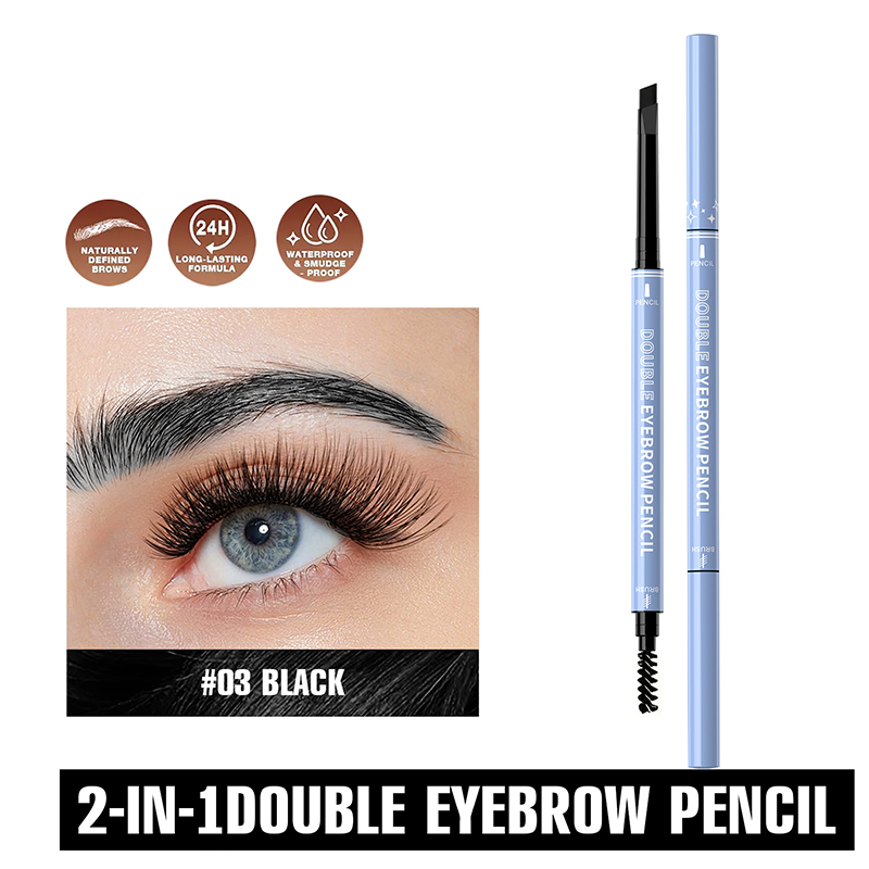 🔥Buy 1 Get 1 Free!!🔥 	 💥Amazing discount！👱‍♀️One-stroke design, reveal your natural beauty！Double-Ended Waterproof Angled Eyebrow Pencil