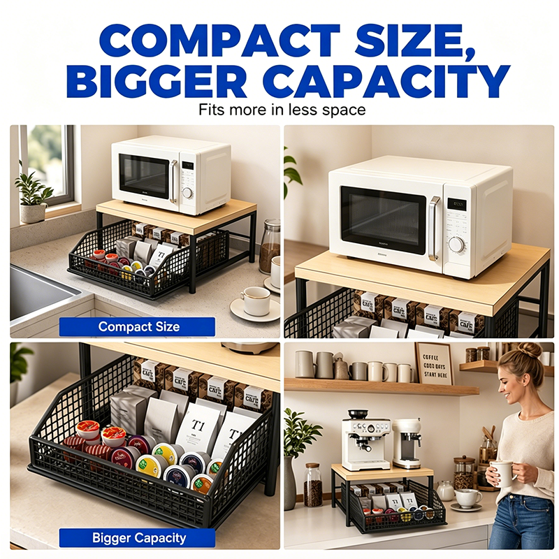 💥 50% OFF NOW! 🍳 2-Tier Microwave Stand with Slide-Out Drawer – Heavy-Duty, Space-Saving & Sturdy – Perfect for Kitchen, Office & Dorm Worktops 🏠✨