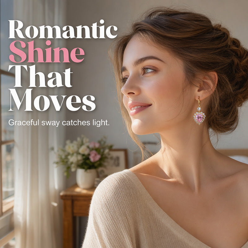 🎁2026 New Arrivals 30% OFF💥Sparkling Heart Drop Earrings – Romantic Pink Glow ✨