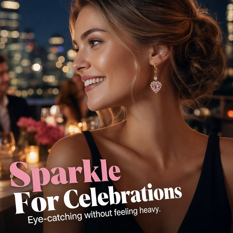 🎁2026 New Arrivals 30% OFF💥Sparkling Heart Drop Earrings – Romantic Pink Glow ✨