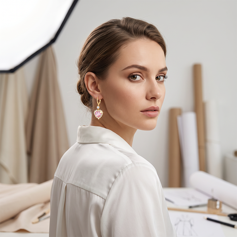 🎁2026 New Arrivals 30% OFF💥Sparkling Heart Drop Earrings – Romantic Pink Glow ✨