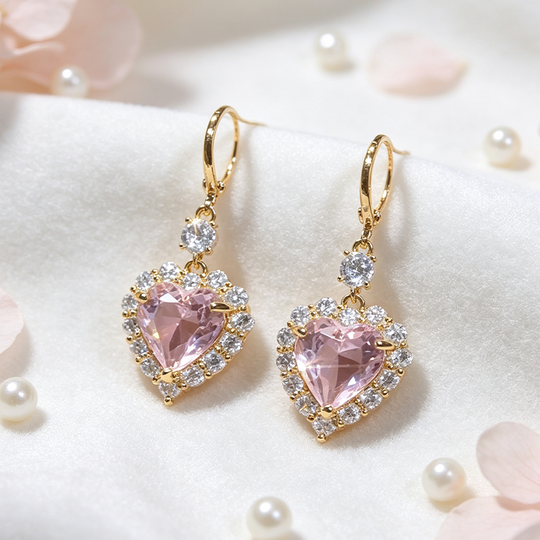 🎁2026 New Arrivals 30% OFF💥Sparkling Heart Drop Earrings – Romantic Pink Glow ✨