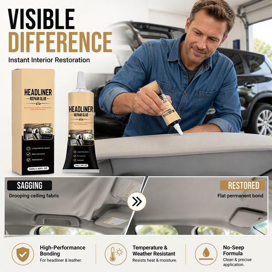 🎉49K+ Sold 🚗 Waterproof Car Headliner Repair Glue, High Strength Adhesive for Sagging Car Ceiling & Interior