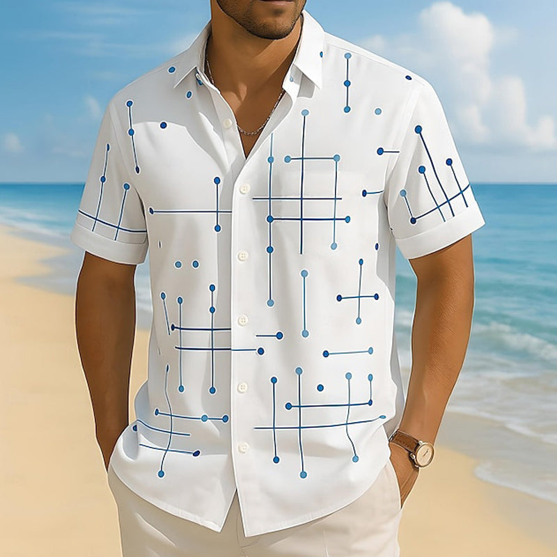☀️👔 LIMITED-TIME 30% OFF! Men’s Geometric Print Relaxed-Fit Button-Down Shirt – Soft Summer Feel, Roomy Comfort & Vacation-Ready Style ✨