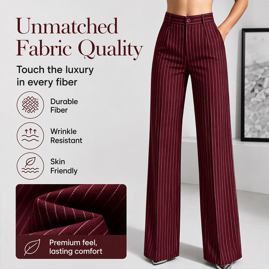 ✨ Women's High-Waisted Striped Wide-Leg Trousers – Flattering Fit For Effortless Everyday Style 🤍