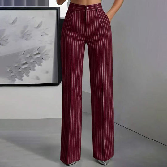 ✨ Women's High-Waisted Striped Wide-Leg Trousers – Flattering Fit For Effortless Everyday Style 🤍