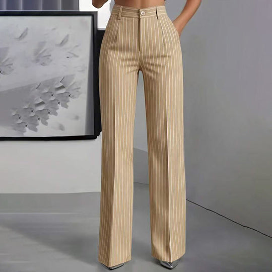 ✨ Women's High-Waisted Striped Wide-Leg Trousers – Flattering Fit For Effortless Everyday Style 🤍