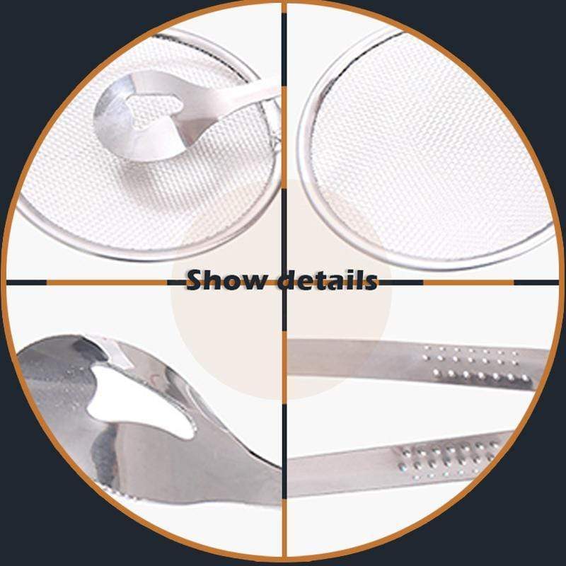 🍳 🍃 2-in-1 Stainless Steel Strainer Clamp — Fine Mesh Filter & Tong, Oil Drain