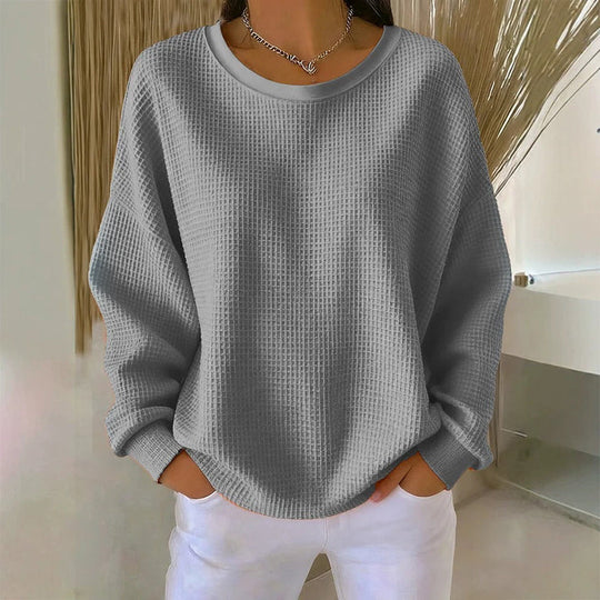 👚Seasonal Style - Waffle Texture Sweatshirt – Easy Breezy Fit & Classic Style for Any Casual Look