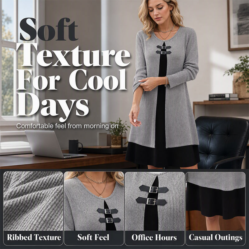 💗LAST DAY SALE 50% OFF⚡50K+ SOLD💕Women's Casual Ribbed Knit Long Sleeve Dress