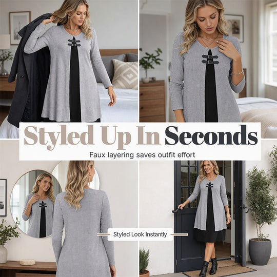 💗LAST DAY SALE 50% OFF⚡50K+ SOLD💕Women's Casual Ribbed Knit Long Sleeve Dress