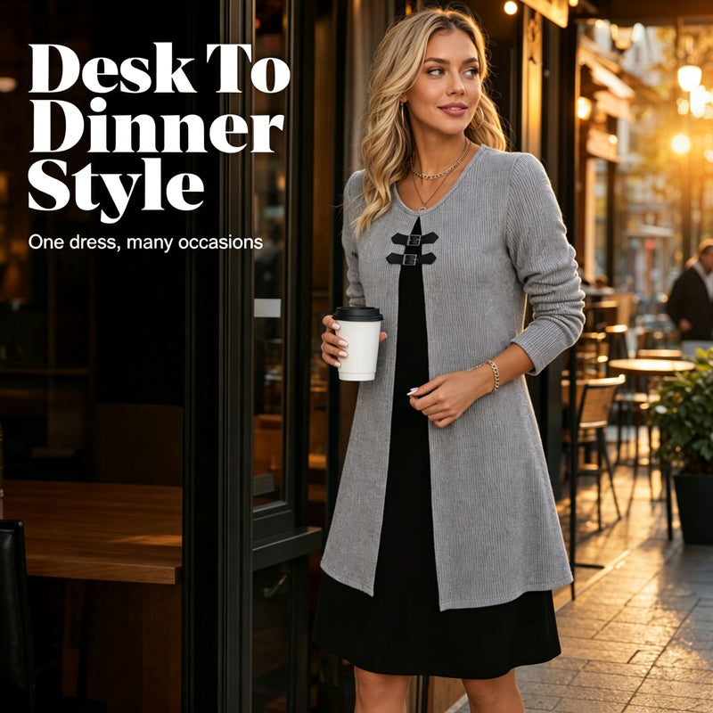 💗LAST DAY SALE 50% OFF⚡50K+ SOLD💕Women's Casual Ribbed Knit Long Sleeve Dress
